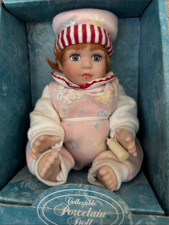 Collectible Porcelain Doll Other - Collectible Porcelain Baby Doll in Pink Outfit